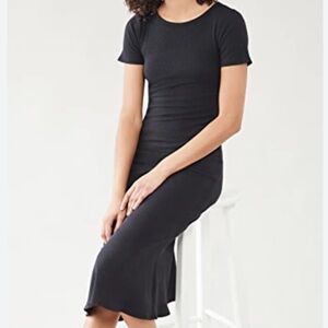 Good American Black Ribbed Midi Dress